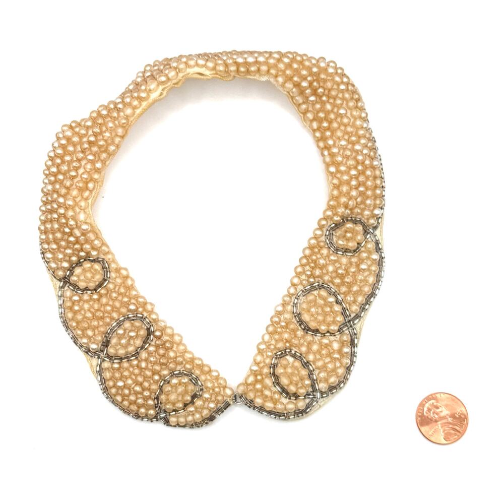 Vintage 50s Unbranded Cream Faux Pearl Coquette Detachable Collar Necklace